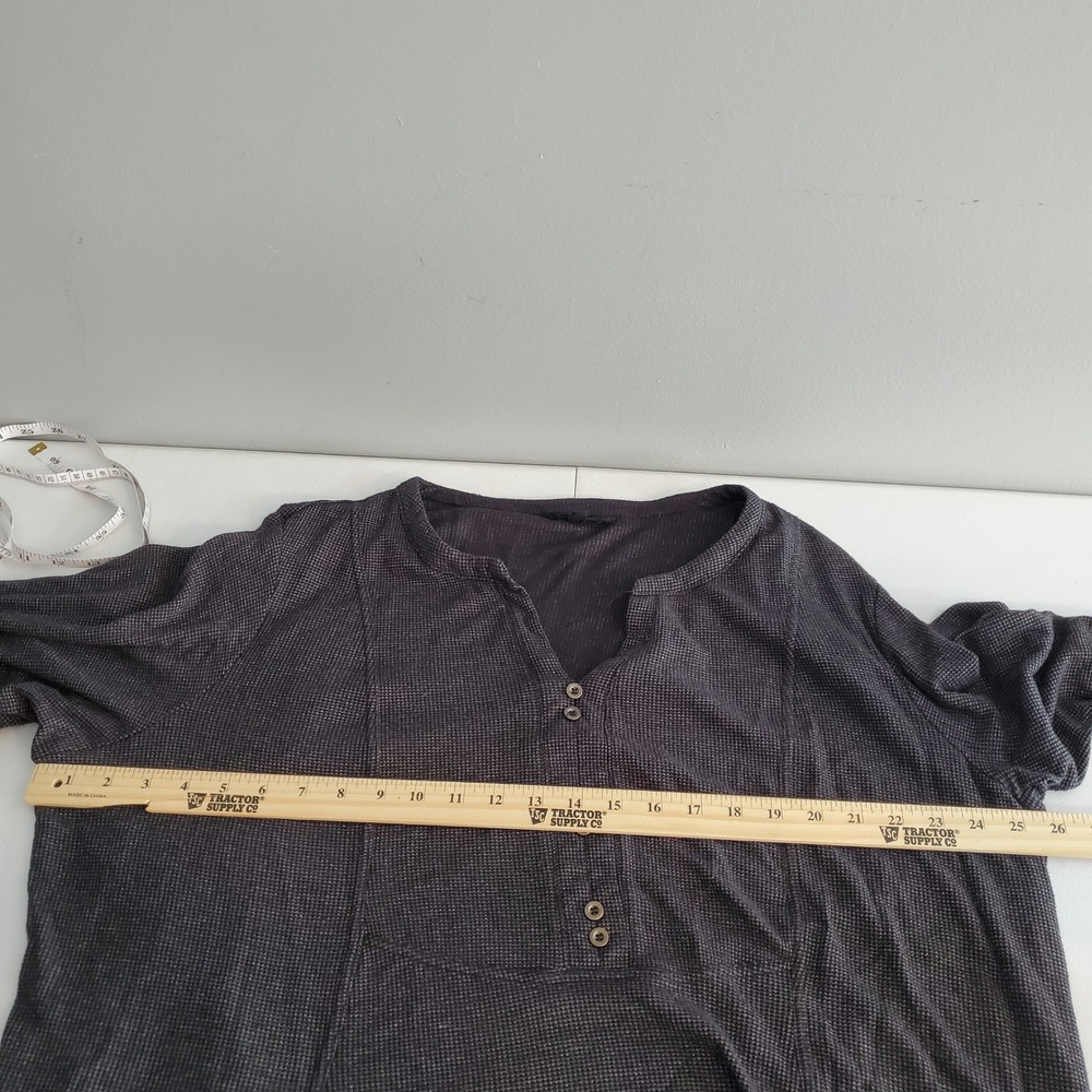 Jane + Delancey 2X Charcoal Grey Waffle Knit Roll Tab Sleeve Henley Top Shirt - Picture 7 of 10